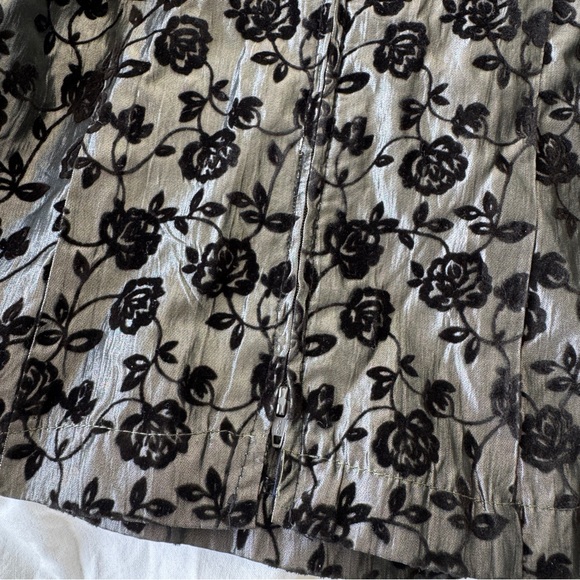 Michel USA Vintage Black Flocked Floral Sheer Sleeve Blouse L - Picture 9 of 9